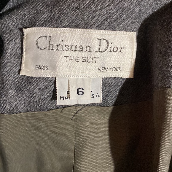 Vintage Christian Dior blazer 6 gray black velvet collar wool business corpcore - Picture 8 of 13